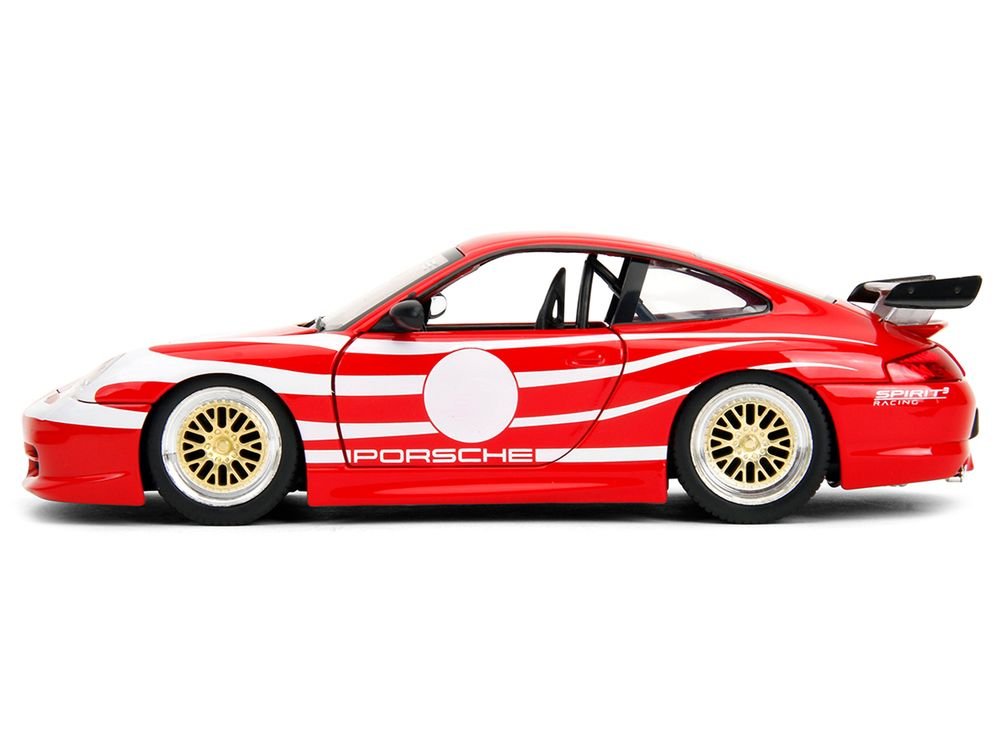 Porsche 911 GT3 (996) Red with White Graphics "Hyper-Spec" Series 1/24 Diecast Model Car by Jada view 3