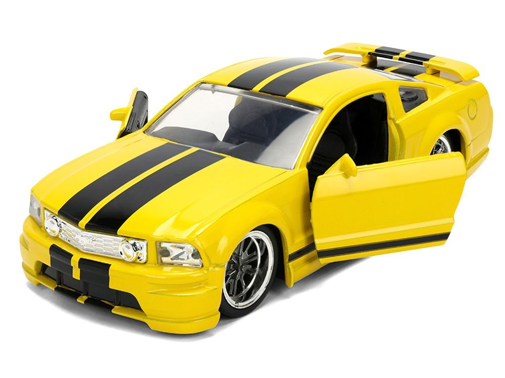 2006 Ford Mustang GT Yellow with Black Stripes "Fast & Furious 25 Years" Series 1/32 Diecast Model Car by Jada view 2