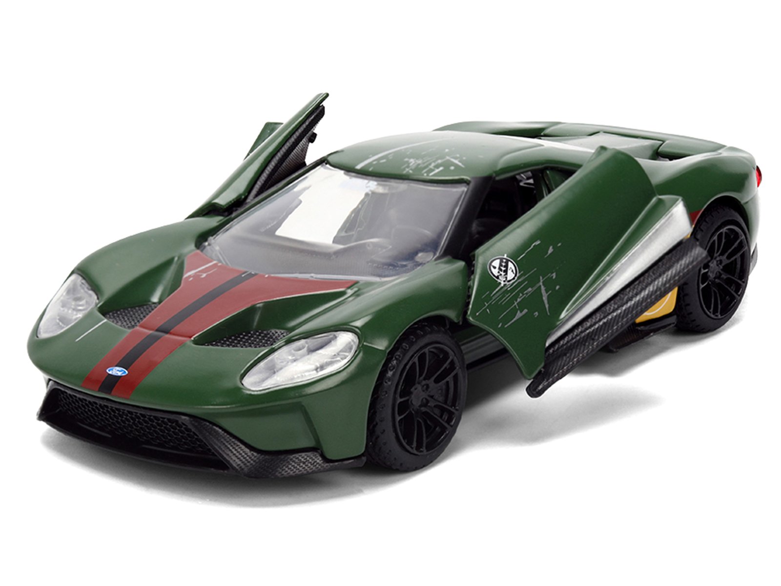 2017 Ford GT "Boba Fett" Livery Dark Green with Graphics "Star Wars" Franchise "Hollywood Rides" Series 1/32 Diecast Model Car by Jada view 2