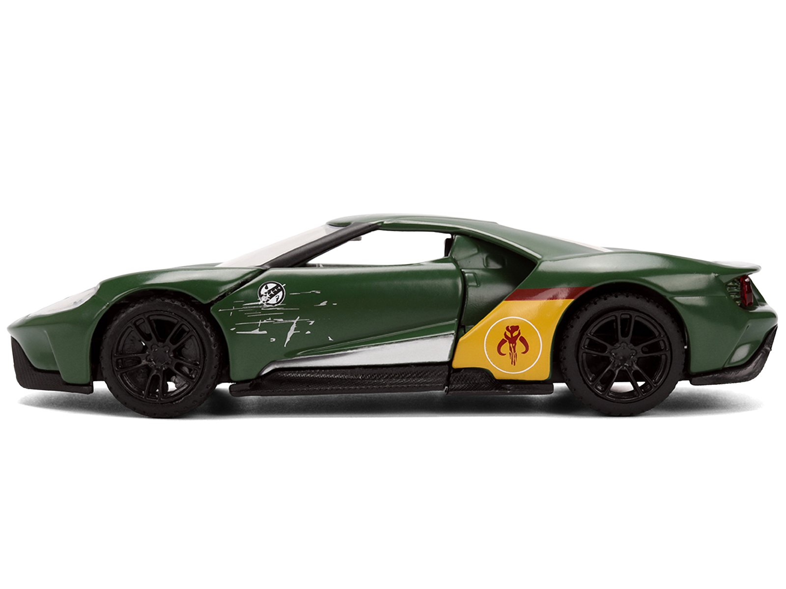2017 Ford GT "Boba Fett" Livery Dark Green with Graphics "Star Wars" Franchise "Hollywood Rides" Series 1/32 Diecast Model Car by Jada view 3