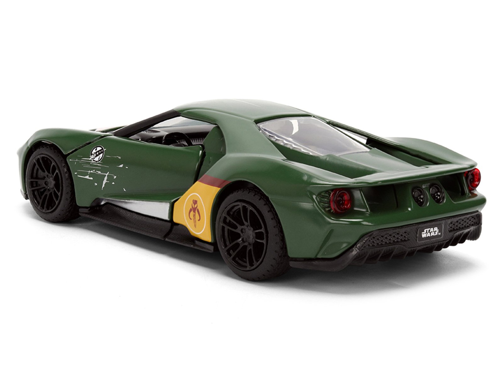 2017 Ford GT "Boba Fett" Livery Dark Green with Graphics "Star Wars" Franchise "Hollywood Rides" Series 1/32 Diecast Model Car by Jada view 5