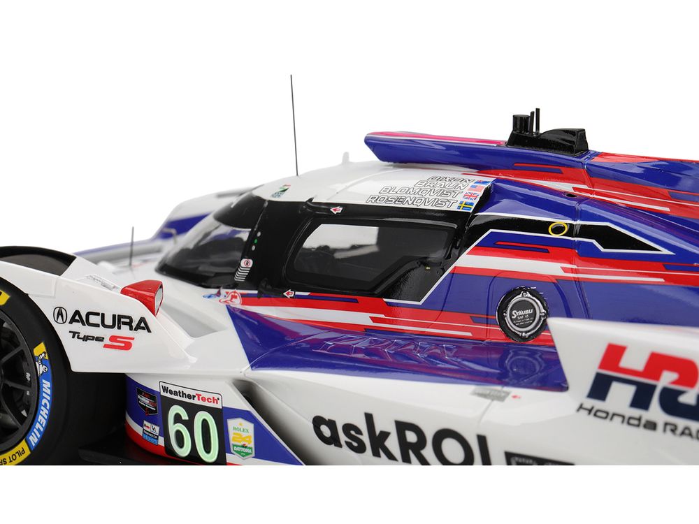 Acura ARX-06 GTP #60 Tom Blomqvist - Colin Braun - Scott Dixon - Felix Rosenqvist "Acura Meyer Shank Racing with Curb-Agajanian" 2nd Place IMSA "24 Hours of Daytona" (2025) 1/18 Model Car by Top Speed view 2