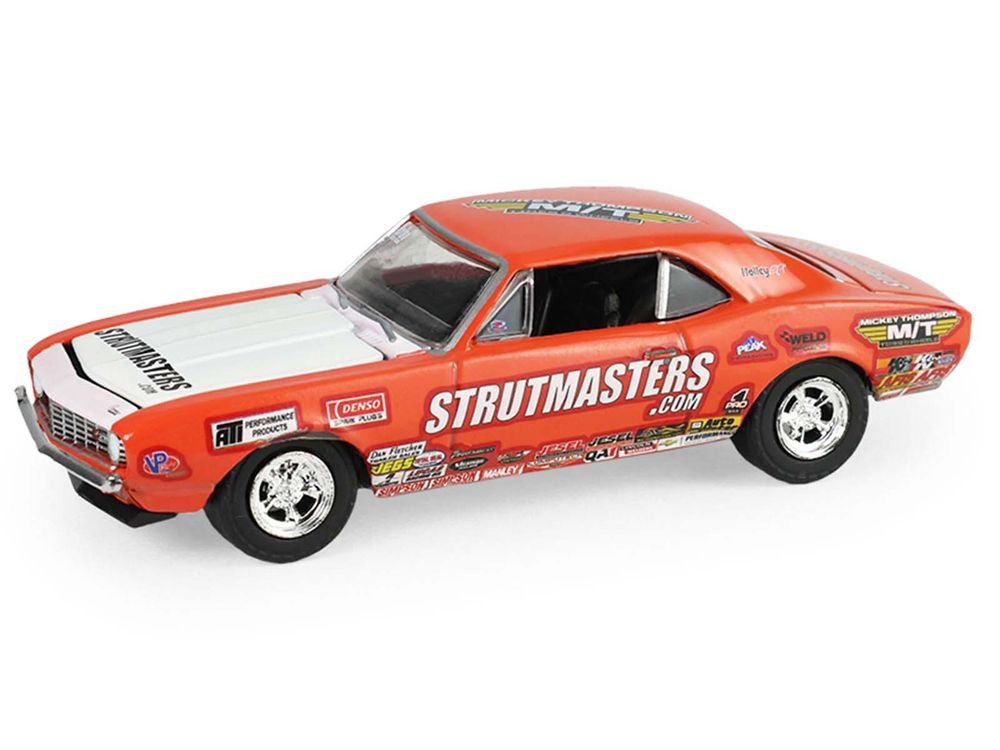 1969 Ford F-250 Pickup Truck Red and 1969 Chevrolet Camaro Z28 "Dan Fletcher" Orange with White Hood "NHRA Safety Team" with Enclosed Car Trailer "Racing Hitch & Tow" Series 6 1/64 Diecast Model Cars by Greenlight view 5
