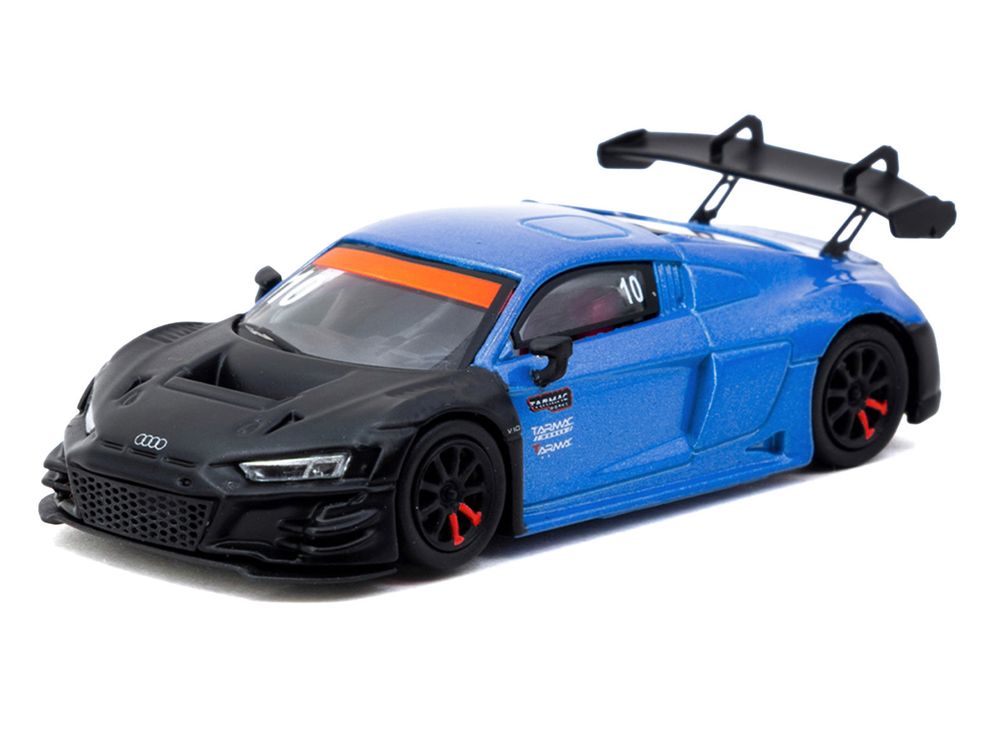 Audi R8 LMS GT3 evo II #10 "Tarmac Works 10th Anniversary" Blue Metallic and Matt Black "Hobby64" Series 1/64 Diecast Model Car by Tarmac Works view 2