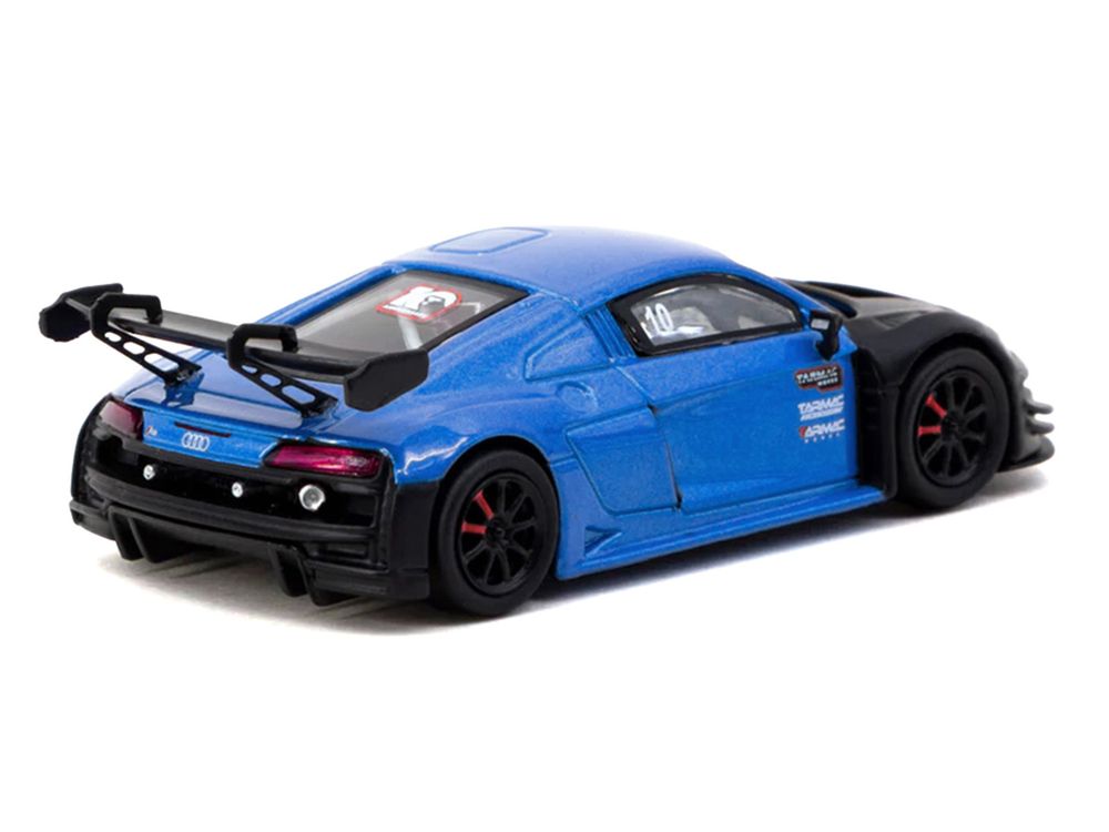 Audi R8 LMS GT3 evo II #10 "Tarmac Works 10th Anniversary" Blue Metallic and Matt Black "Hobby64" Series 1/64 Diecast Model Car by Tarmac Works view 3