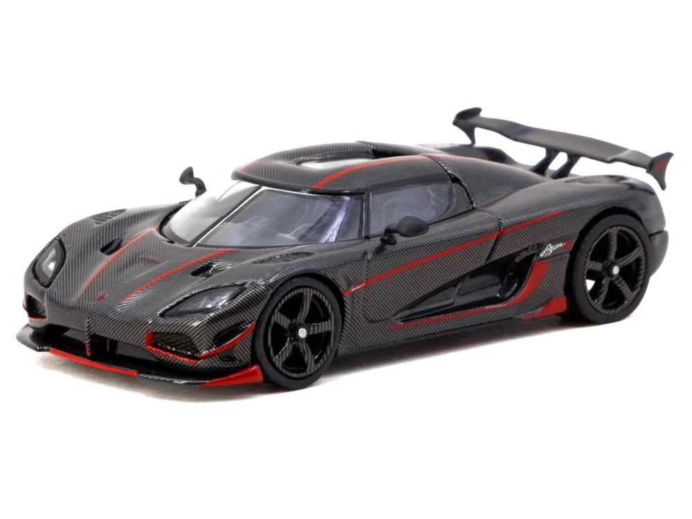 Koenigsegg Agera RS Black Carbon with Red Accents "Global64" Series 1/64 Diecast Model Car by Tarmac Works view 2