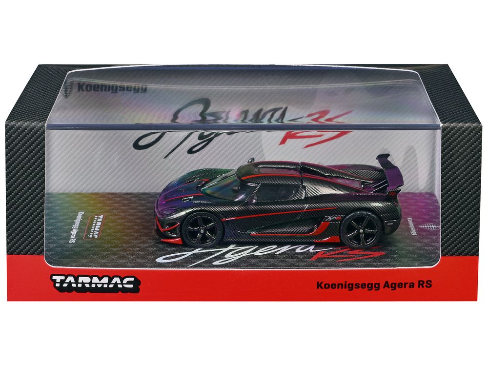 Koenigsegg Agera RS Black Carbon with Red Accents "Global64" Series 1/64 Diecast Model Car by Tarmac Works view 3