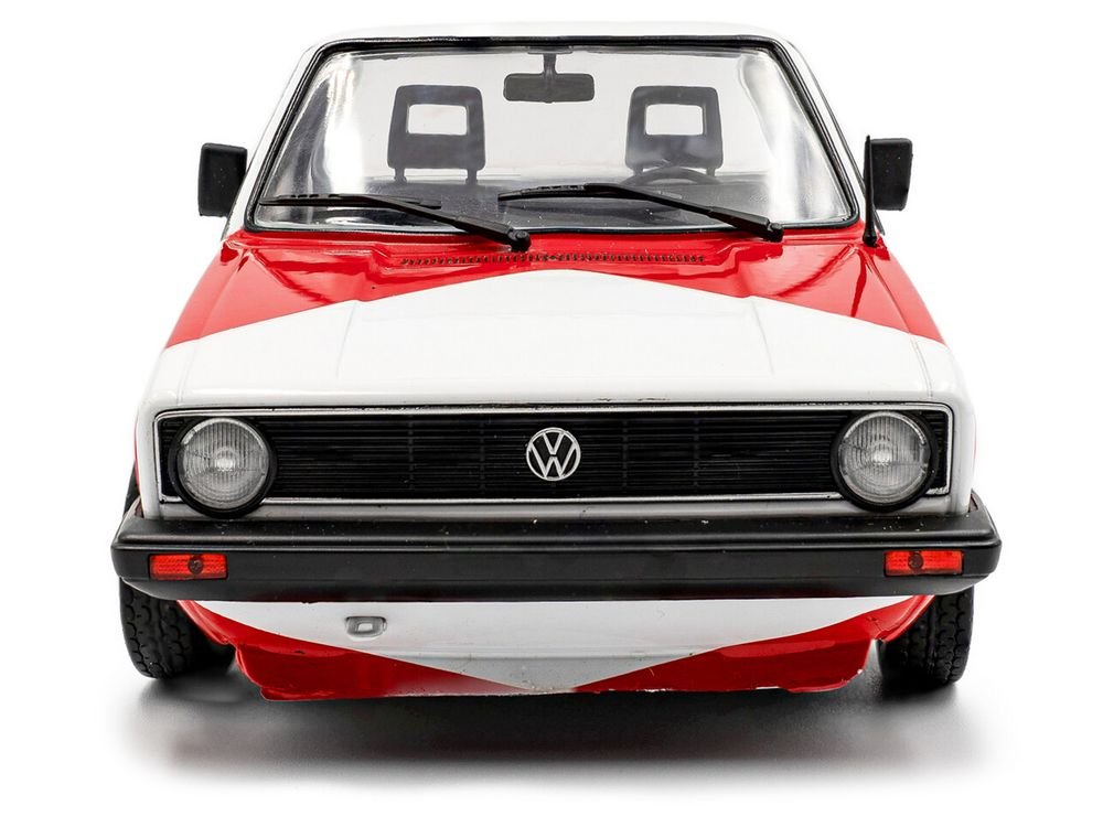 1983 Volkswagen Caddy MK 1 Pickup Truck "Red Cowboy Racing Tribute" White and Red 1/18 Diecast Model Car by Solido view 5