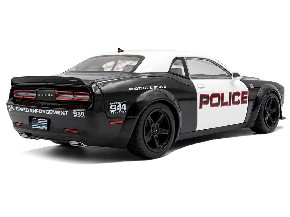 2023 Dodge Challenger Demon "Police" Black and White 1/18 Diecast Model Car by Solido view 4