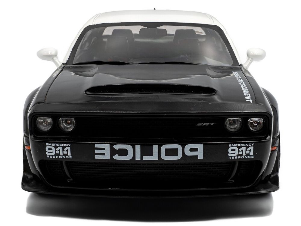 2023 Dodge Challenger Demon "Police" Black and White 1/18 Diecast Model Car by Solido view 5