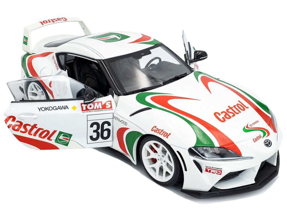 2024 Toyota GR Supra #36 "Toyota Racing Tribute" White with Green and Red Graphics 1/18 Diecast Model Car by Solido view 2