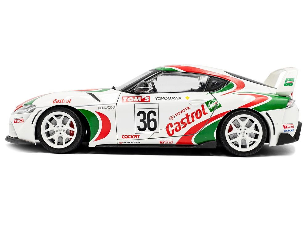 2024 Toyota GR Supra #36 "Toyota Racing Tribute" White with Green and Red Graphics 1/18 Diecast Model Car by Solido view 3