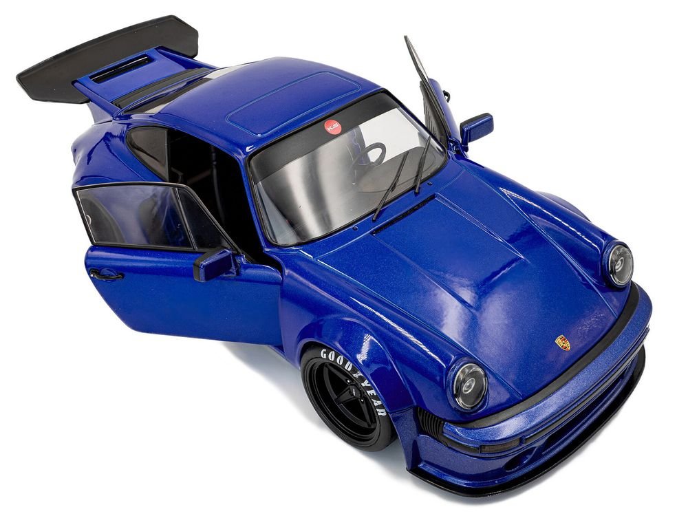 2024 Porsche 911 KS-R by Khyzyl Saleem Dark Blue Metallic 1/18 Diecast Model Car by Solido view 2
