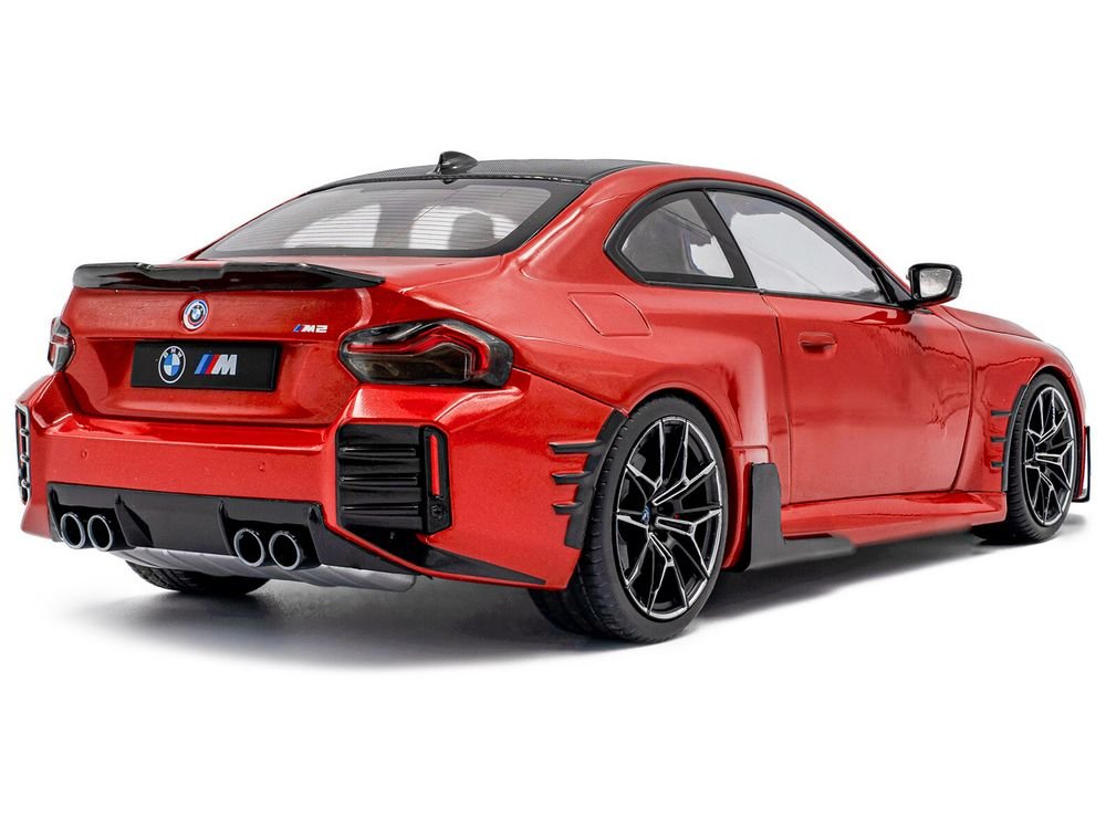 2024 BMW M2 Performance Parts Toronto Red Metallic with Carbon Top 1/18 Diecast Model Car by Solido view 4