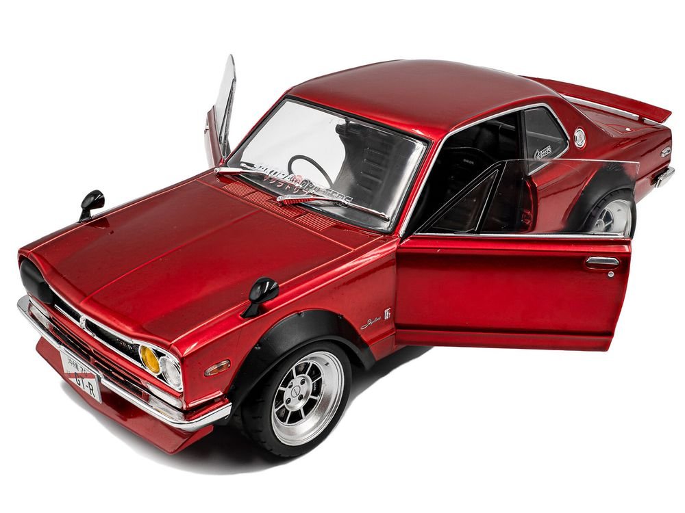 1970 Nissan Skyline (C10) Hakosuka RHD (Right Hand Drive) Red Metallic 1/18 Diecast Model Car by Solido view 2