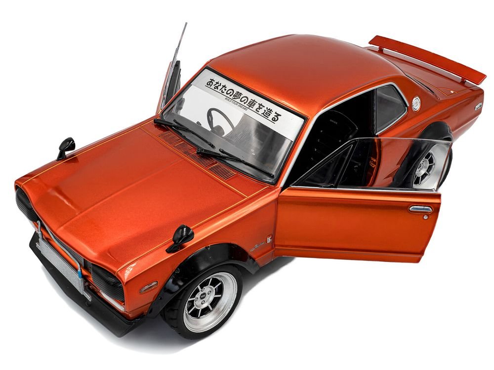 1970 Nissan Skyline (C10) Hakosuka RHD (Right Hand Drive) Orange Metallic 1/18 Diecast Model Car by Solido view 2