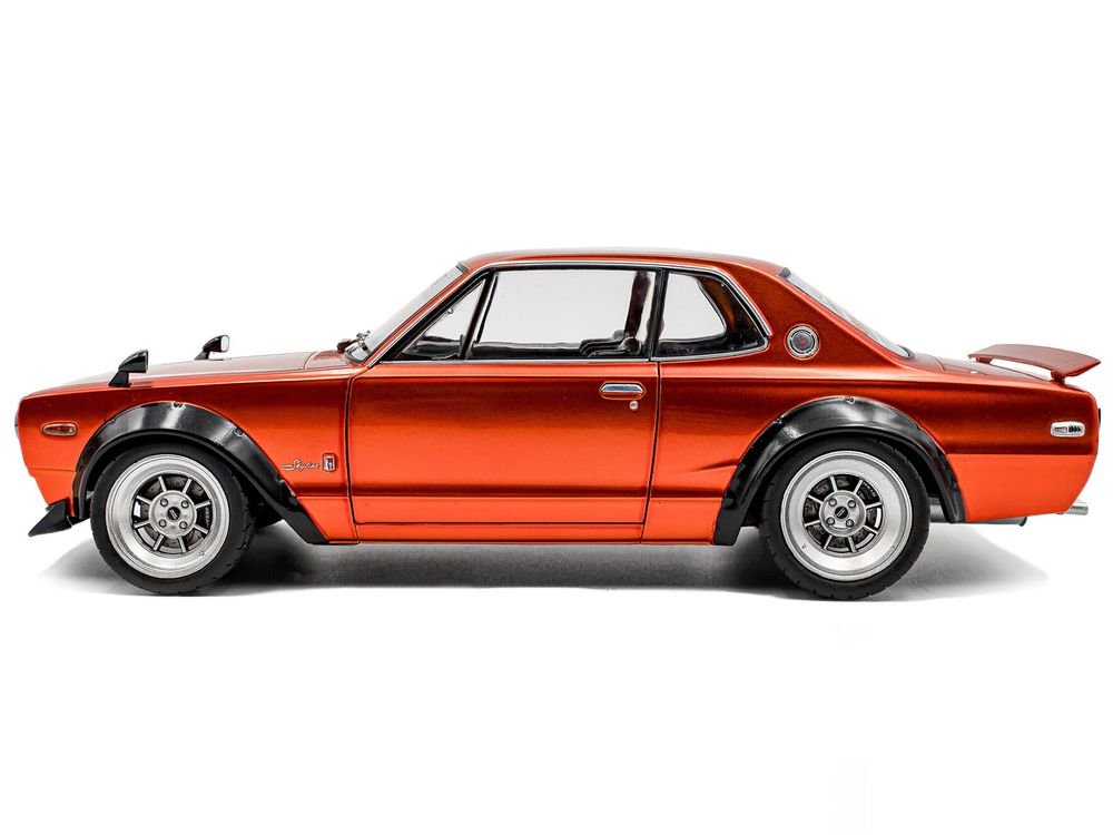 1970 Nissan Skyline (C10) Hakosuka RHD (Right Hand Drive) Orange Metallic 1/18 Diecast Model Car by Solido view 3