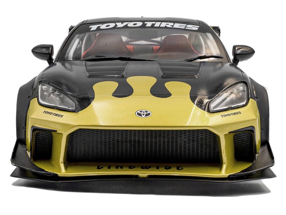 2024 Toyota GR86 Liberty Walk Body Kit RHD (Right Hand Drive) #24 Black with Gold Graphics 1/18 Diecast Model Car by Solido view 5