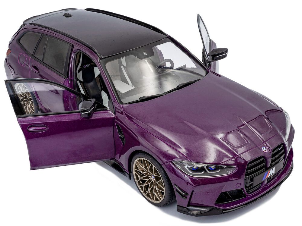 2024 BMW M3 Competition M xDrive Touring Twilight Purple Pearl Metallic with Black Top 1/18 Diecast Model Car by Solido view 2