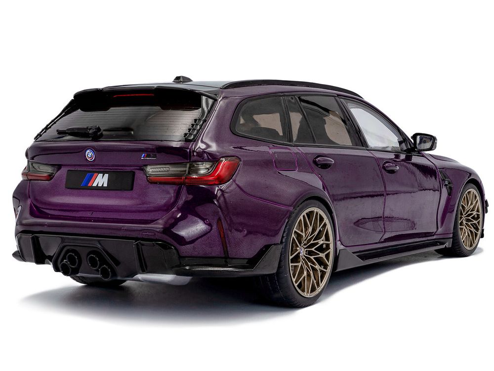 2024 BMW M3 Competition M xDrive Touring Twilight Purple Pearl Metallic with Black Top 1/18 Diecast Model Car by Solido view 4