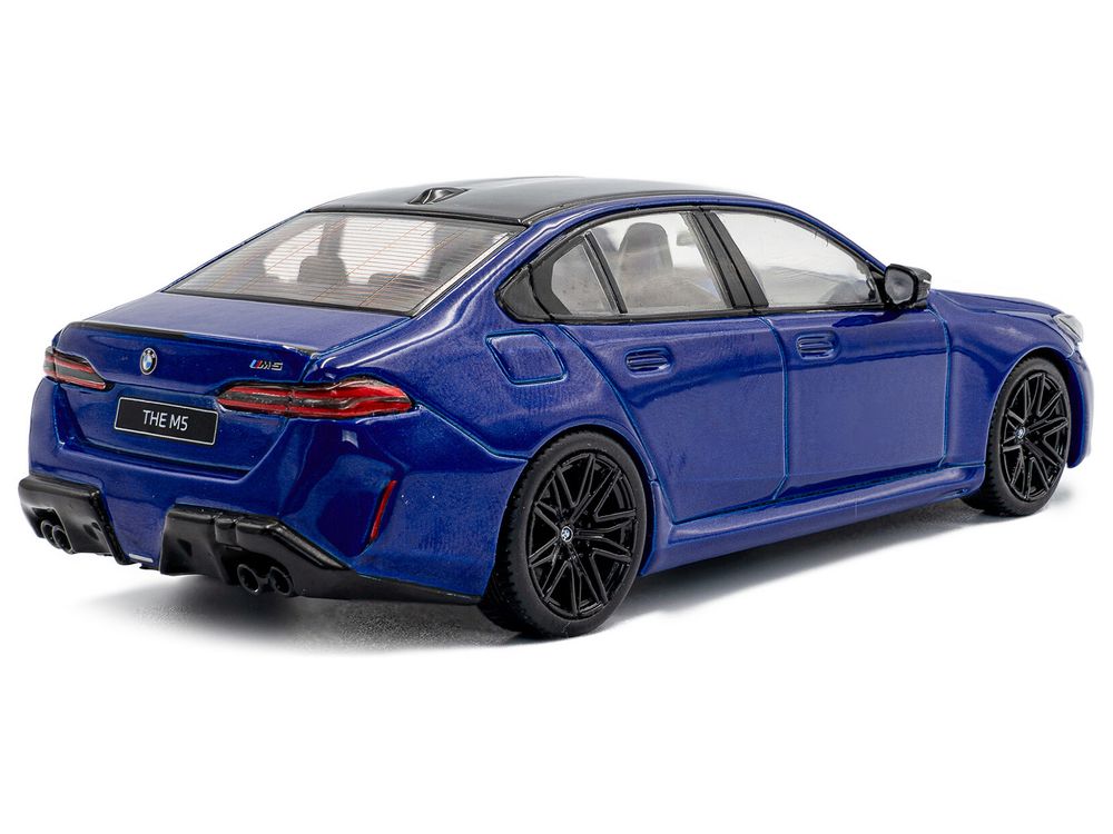2024 BMW M5 Sedan Marina Bay Blue Metallic with Black Top 1/43 Diecast Model Car by Solido view 3