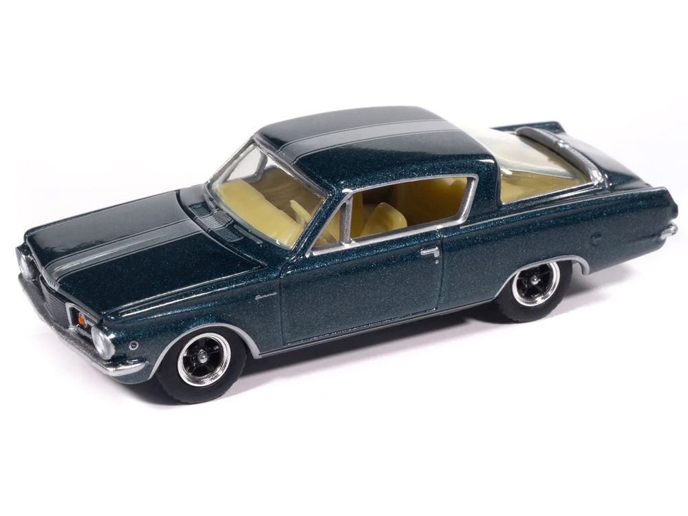 1965 Plymouth Barracuda Formula S Dark Blue Metallic with Silver Stripe "Vintage Muscle" Series 1/64 Diecast Model Car by Auto World view 2