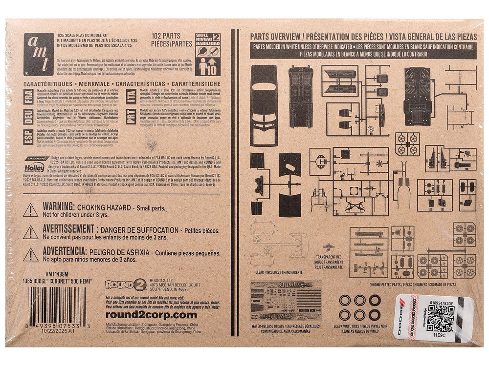 Skill 2 Model Kit 1965 Dodge Coronet 500 Hemi 2-in-1 Kit 1/25 Scale Model by AMT view 4
