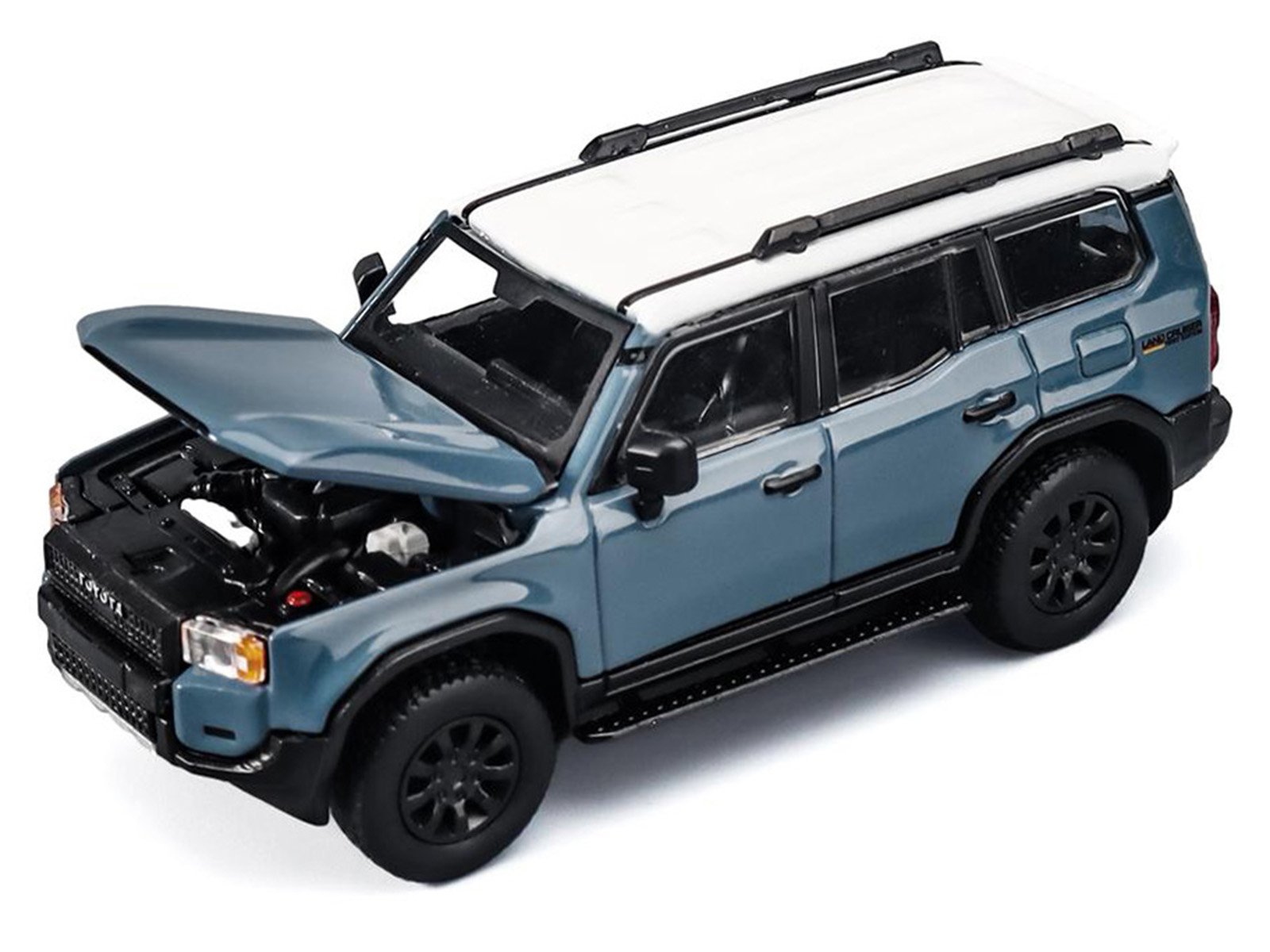 Toyota Land Cruiser 250 Blue with White Top 1/64 Diecast Model Car by Trends Hobby view 2