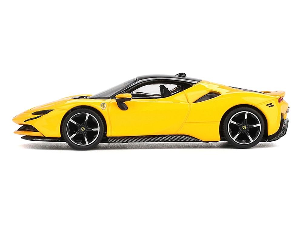 Ferrari SF90 Giallo Modena Yellow with Black Top 1/64 Diecast Model Car by BBR view 2
