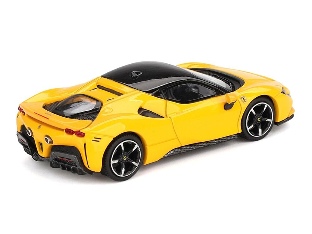 Ferrari SF90 Giallo Modena Yellow with Black Top 1/64 Diecast Model Car by BBR view 3