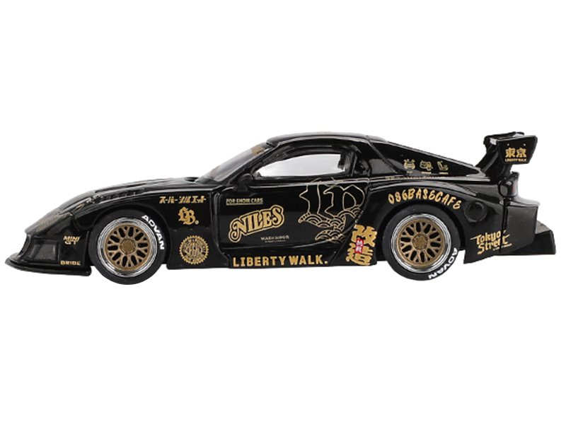 Mazda RX-7 LB-Super Silhouette "FD-NILES" Black with Gold Graphics Limited Edition 1/64 Diecast Model Car by Mini GT view 2