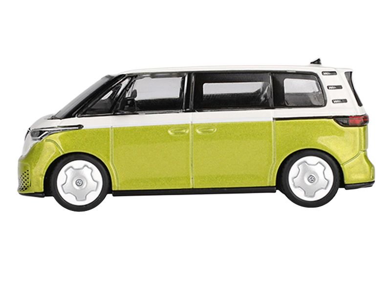 Volkswagen ID. Buzz Van Pomelo Yellow Metallic and Candy White Limited Edition 1/64 Diecast Model Car by Mini GT view 2