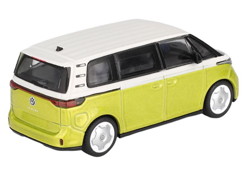 Volkswagen ID. Buzz Van Pomelo Yellow Metallic and Candy White Limited Edition 1/64 Diecast Model Car by Mini GT view 3