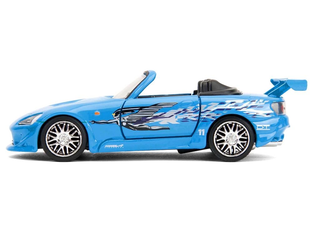 2001 Honda S2000 Convertible Blue with Graphics "Fast & Furious Remix - 25th Anniversary" Series  1/32 Diecast Model Car by Jada view 3