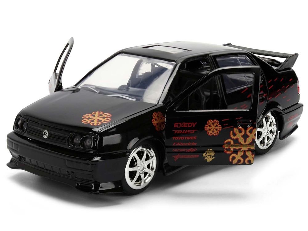 Volkswagen Jetta Black with Graphics "Fast & Furious Remix - 25th Anniversary" Series 1/32 Diecast Model Car by Jada view 2