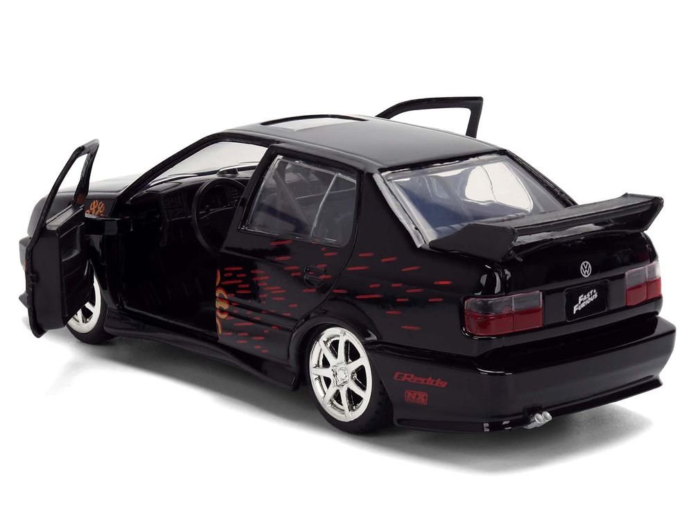 Volkswagen Jetta Black with Graphics "Fast & Furious Remix - 25th Anniversary" Series 1/32 Diecast Model Car by Jada view 4