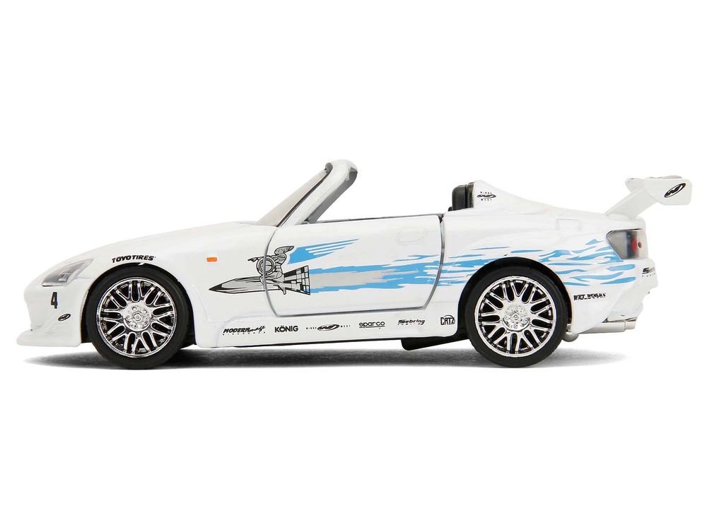 2001 Honda S2000 Convertible White with Graphics "Fast & Furious Remix - 25th Anniversary" Series 1/32 Diecast Model Car by Jada view 3