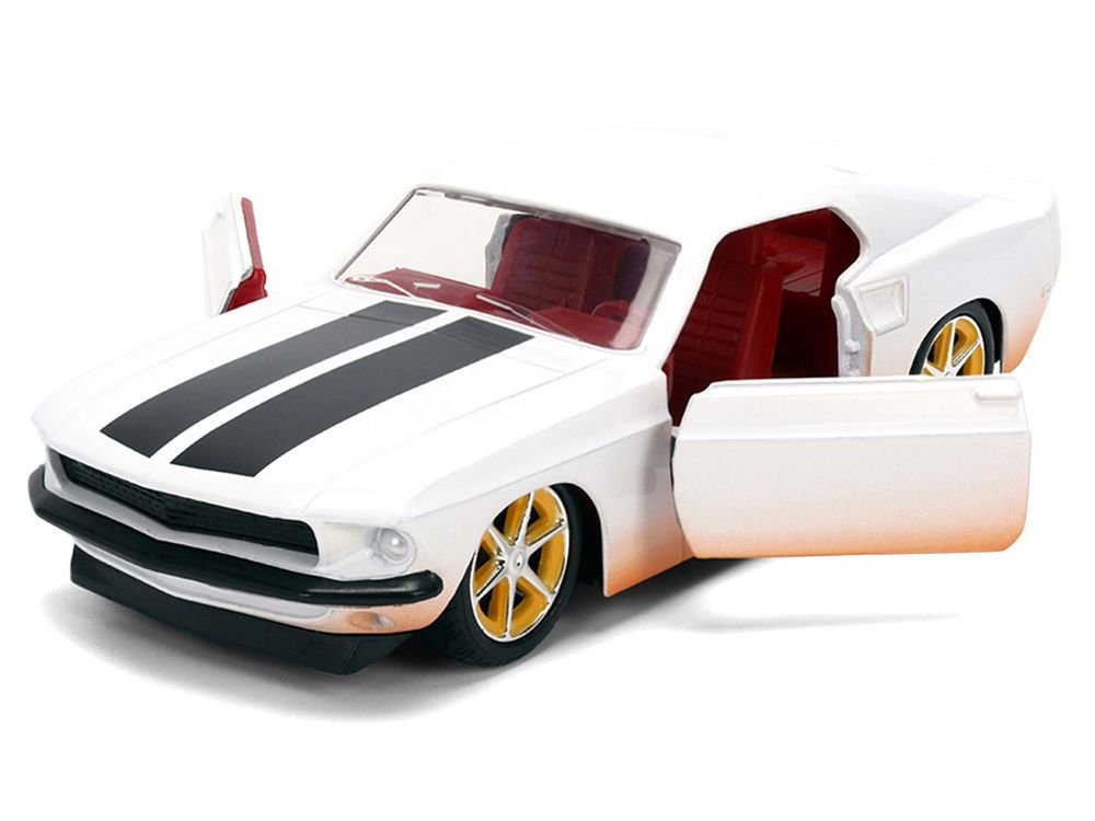 Roman's Ford Mustang White with Black Stripes and Red Interior (Dirty Version) "Fast & Furious" Movie "Fast & Furious 25th Anniversary" Series 1/32 Diecast Model Car by Jada view 2