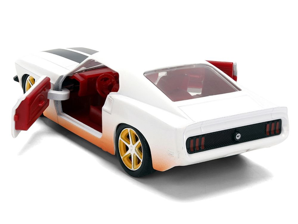 Roman's Ford Mustang White with Black Stripes and Red Interior (Dirty Version) "Fast & Furious" Movie "Fast & Furious 25th Anniversary" Series 1/32 Diecast Model Car by Jada view 4