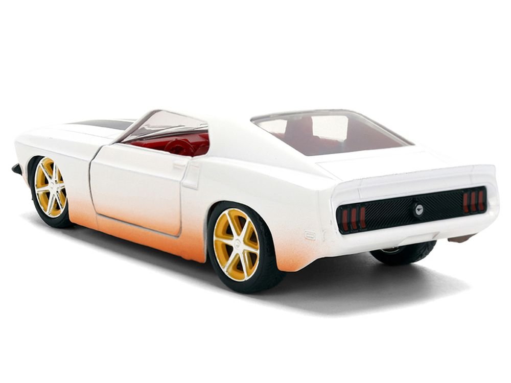 Roman's Ford Mustang White with Black Stripes and Red Interior (Dirty Version) "Fast & Furious" Movie "Fast & Furious 25th Anniversary" Series 1/32 Diecast Model Car by Jada view 5
