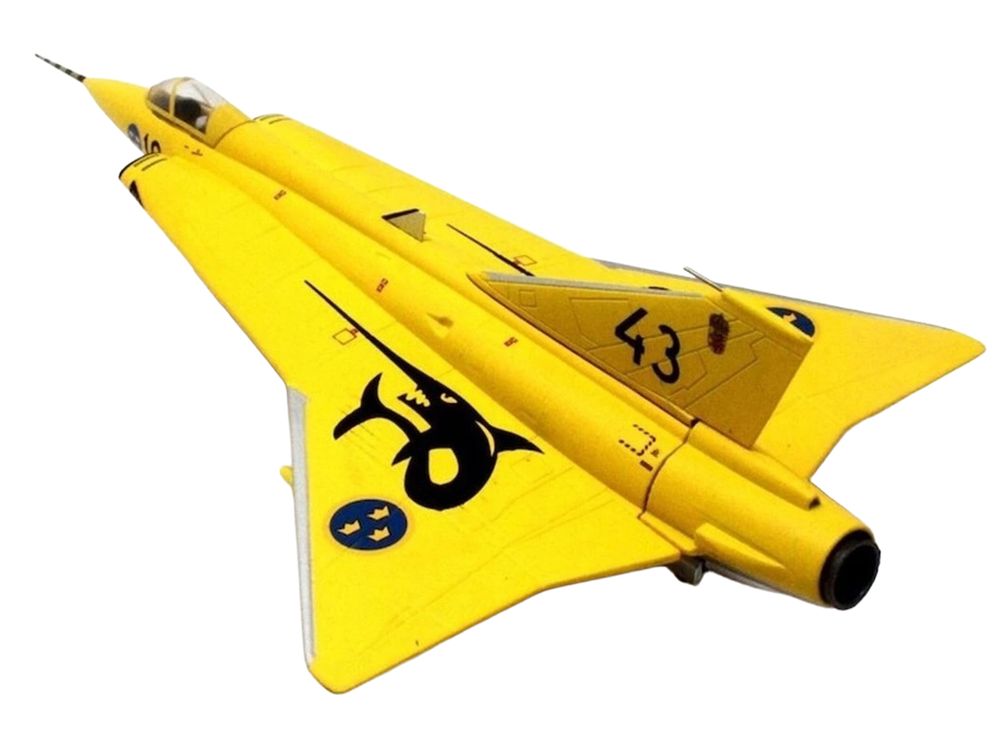 Saab J35J Draken Fighter Aircraft "43-10 3 "Johan Gul" Squadron 10 Wing Final Flight Livery" (1997) Swedish Air Force 1/72 Diecast Model Airplane by Aviation 72 view 3
