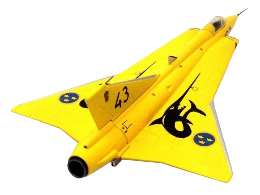 Saab J35J Draken Fighter Aircraft "43-10 3 "Johan Gul" Squadron 10 Wing Final Flight Livery" (1997) Swedish Air Force 1/72 Diecast Model Airplane by Aviation 72 view 4