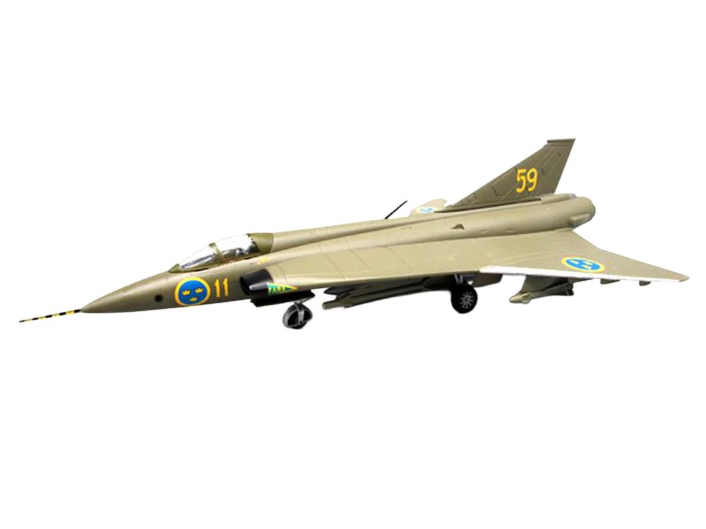 Saab S35 Draken Fighter Aircraft "59 F 11 Wing Skavsta Museum" (1979) Swedish Air Force 1/72 Diecast Model Airplane by Aviation 72 view 2
