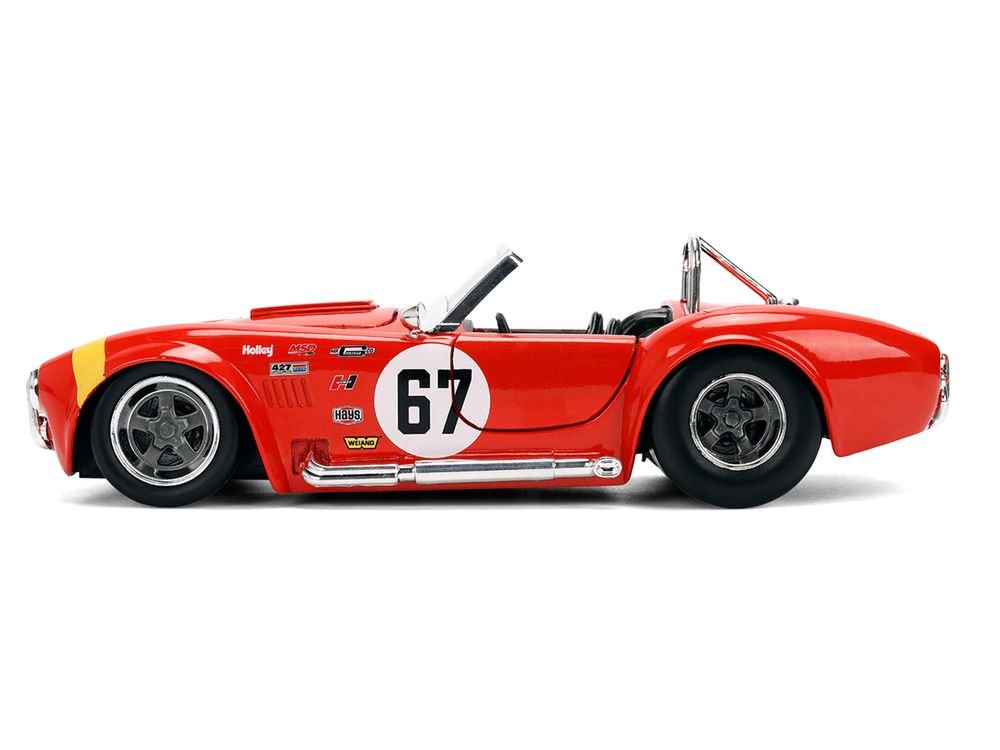 1965 Shelby Cobra 427 S/C #67 Red with Yellow Stripe "Bigtime Muscle" Series 1/24 Diecast Model Car by Jada view 3