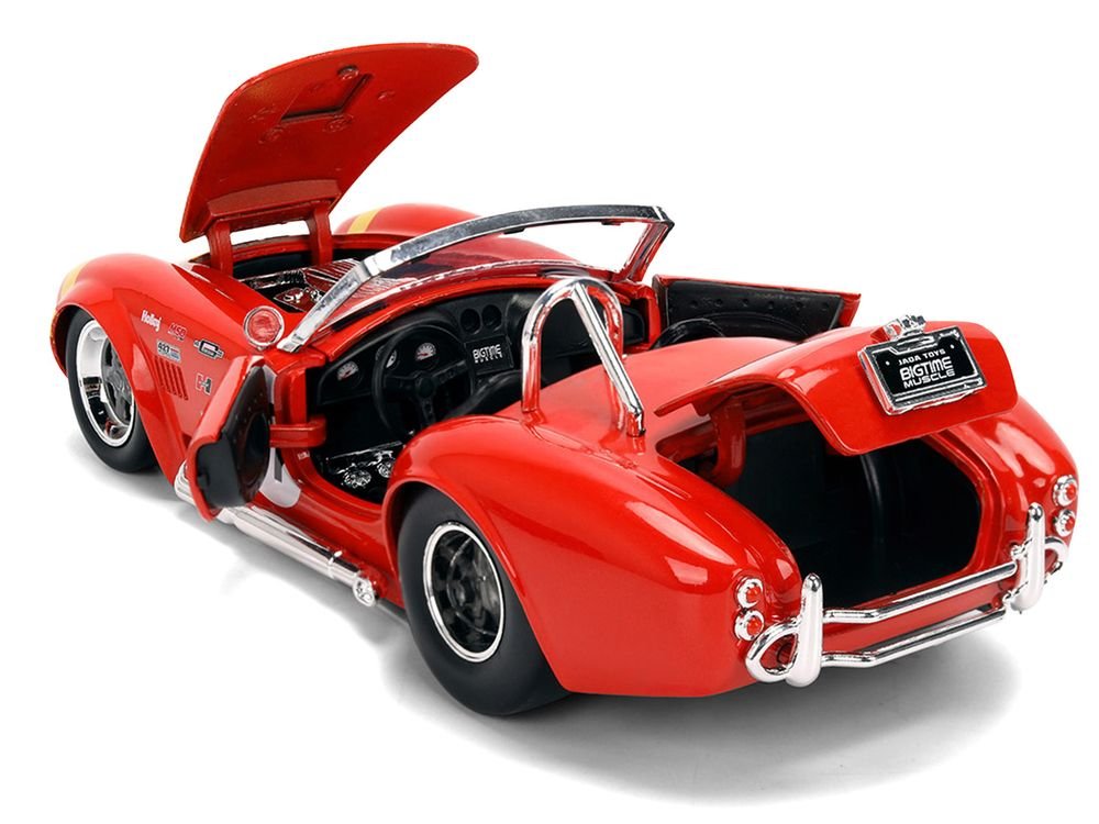 1965 Shelby Cobra 427 S/C #67 Red with Yellow Stripe "Bigtime Muscle" Series 1/24 Diecast Model Car by Jada view 4