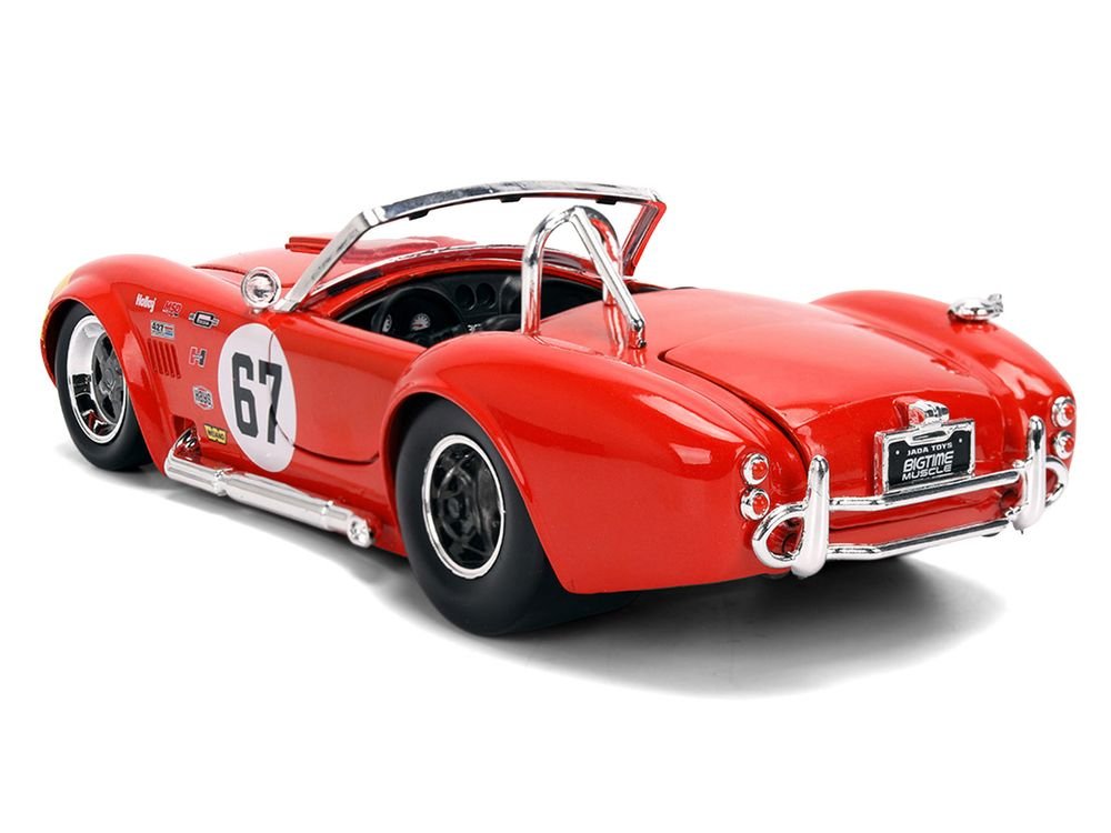 1965 Shelby Cobra 427 S/C #67 Red with Yellow Stripe "Bigtime Muscle" Series 1/24 Diecast Model Car by Jada view 5