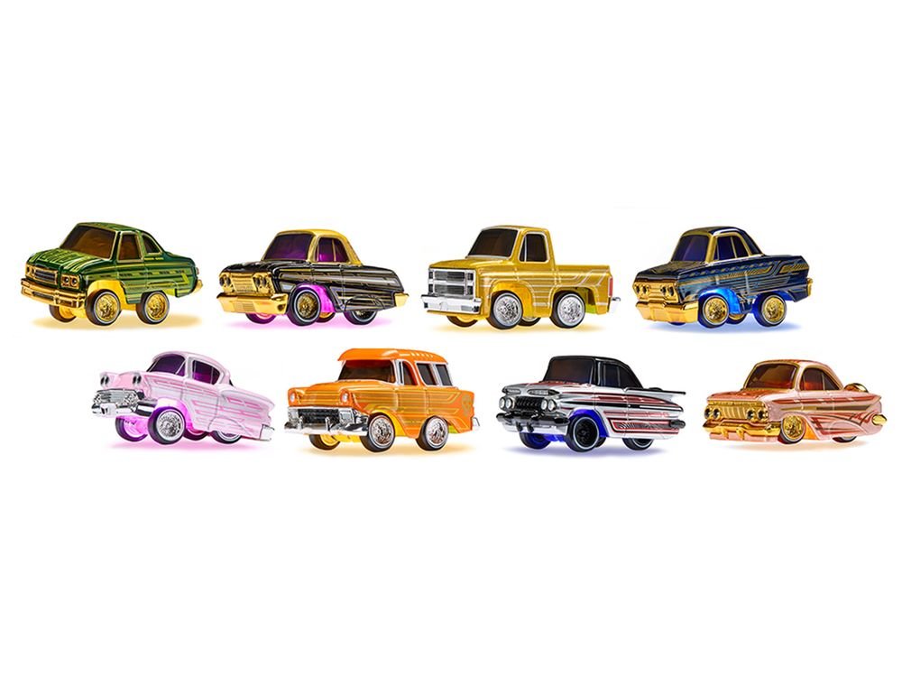 "Lowriders Show Glow" Series 2 Set of 8 Pieces Diecast Model Cars by CarTuned view 2