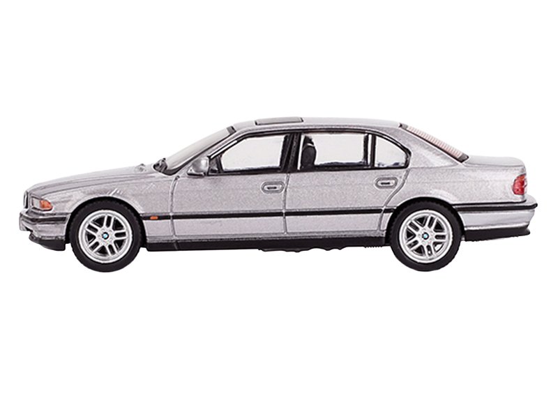 BMW 750IL Aspen Silver Metallic with Sun Roof Limited Edition 1/64 Diecast Model Car by Mini GT view 2