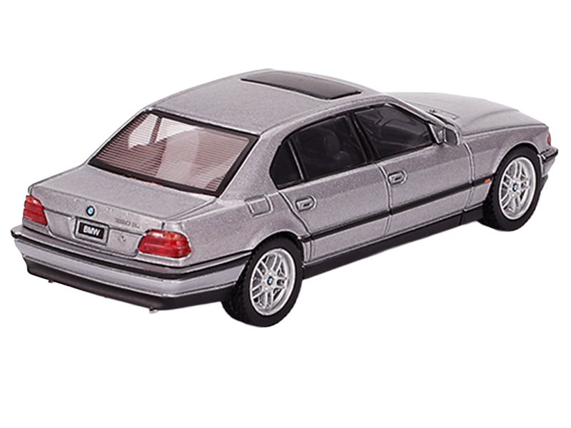 BMW 750IL Aspen Silver Metallic with Sun Roof Limited Edition 1/64 Diecast Model Car by Mini GT view 3
