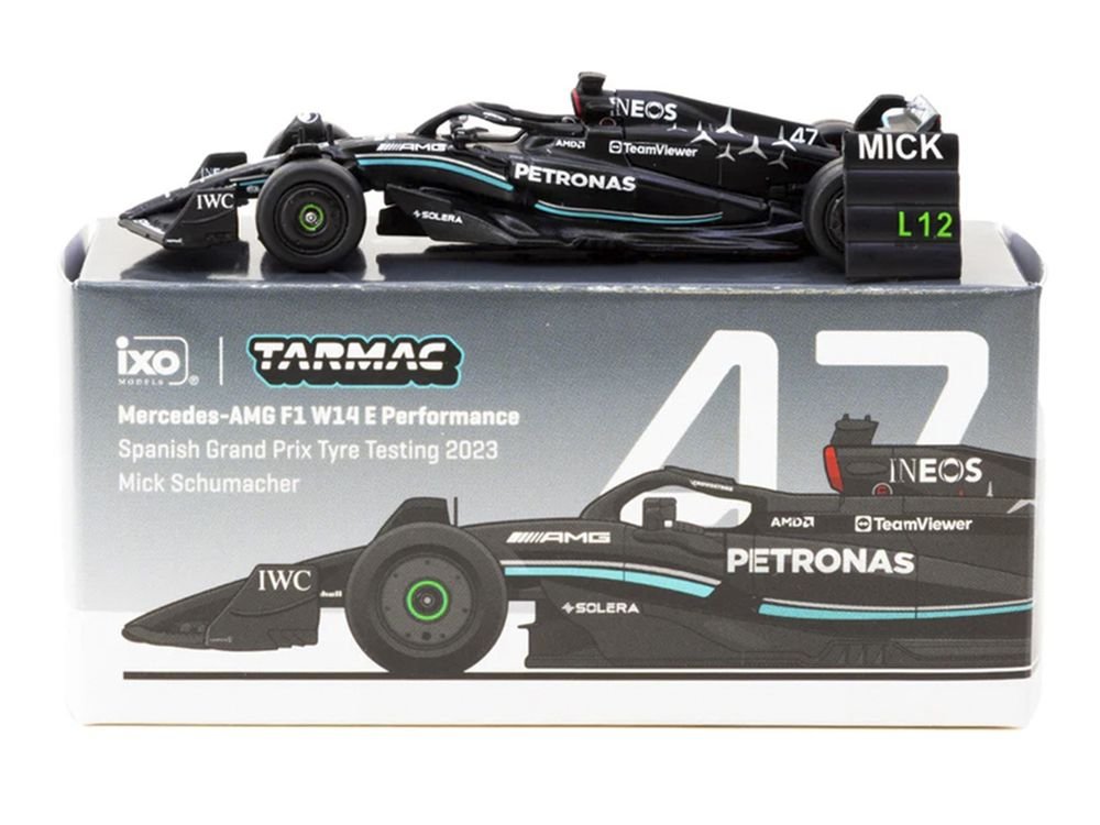 Mercedes-AMG F1 W14 E Performance #47 Mick Schumacher Formula One F1 "Spanish GP Tyre Testing" (2023) with Pit Board "Global64" Series 1/64 Diecast Model by Tarmac Works view 4